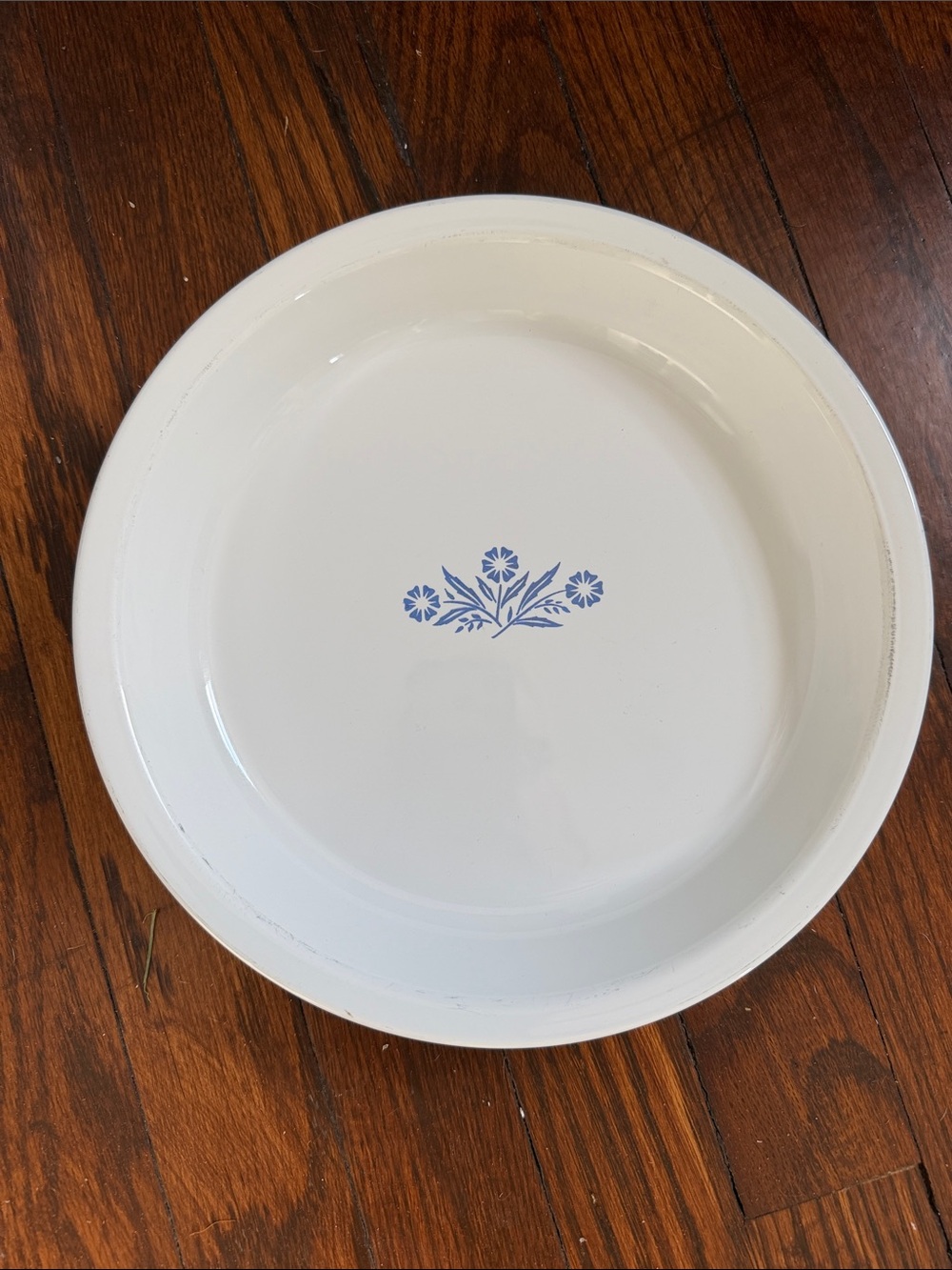 Corningware 9 inch Pie Plate with Blue Floral Center